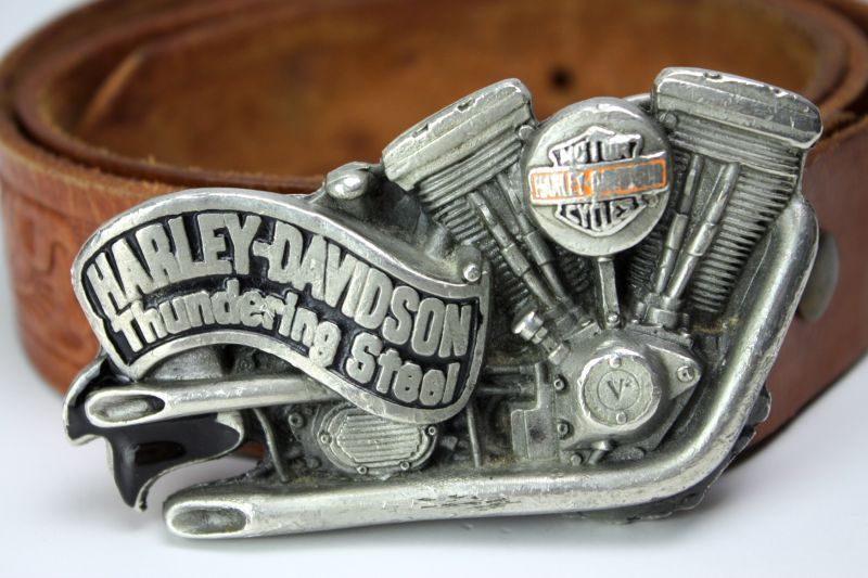【ソリッドブラス！】Harley-Davidsonヴィンテージベルトバックル西部アメリカーナ